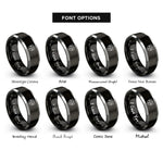 font options for inside engraving on black & grey legal shield scales rings