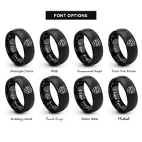 font options for inside engraving on black legal shield scales rings