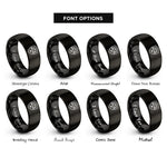 font options for inside engraving on black legal shield scales rings