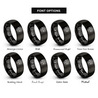 font options for inside engraving on black legal shield scales rings
