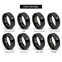 font options for inside engraving on black legal shield scales rings