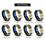 font options for inside engraving on gold & blue & grey lei garland rings