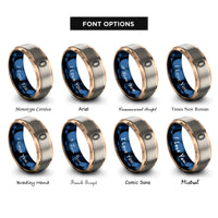font options for inside engraving on rose gold & blue & gray lei garland rings