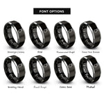 font options for inside engraving on black & grey lemon rings
