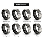 font options for inside engraving on black & silver lemon twist rings