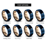 font options for inside engraving on blue & rose gold lemonade cup rings