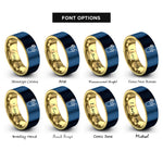 font options for inside engraving on gold & blue lemonade cup rings