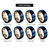 font options for inside engraving on rose gold & blue lemonade cup rings
