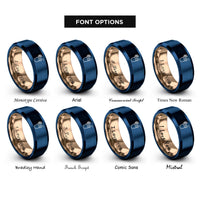 font options for inside engraving on rose gold & blue lemonade cup rings