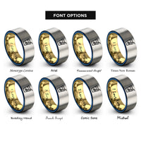 font options for inside engraving on gold & blue & grey lemonade glass rings