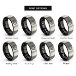 font options for inside engraving on black & gray lensatic compass rings