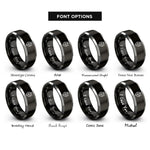 font options for inside engraving on black & silver lensatic compass rings
