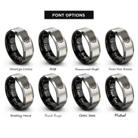 font options for inside engraving on black & silver lensatic compass rings