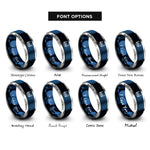 font options for inside engraving on blue & silver lensatic compass rings