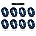 font options for inside engraving on blue lensatic compass rings