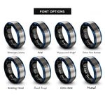 font options for inside engraving on black & blue & grey leo rings