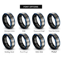 font options for inside engraving on black & blue & grey leo rings