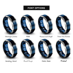 font options for inside engraving on blue & gray leo rings