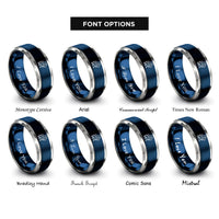 font options for inside engraving on blue & gray leo rings