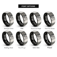 font options for inside engraving on black & grey leopard rings
