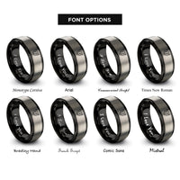 font options for inside engraving on black & silver leopard rings
