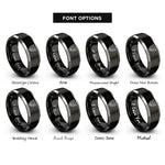 font options for inside engraving on black & silver leopard rings