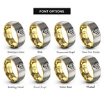 font options for inside engraving on gold & gray lesbian flag rings