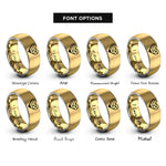 font options for inside engraving on gold & gray lesbian flag rings