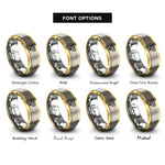 font options for inside engraving on gold & grey lesbian flag rings
