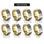font options for inside engraving on gold & grey lesbian flag rings