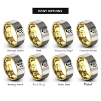 font options for inside engraving on gold & grey lesbian flag rings