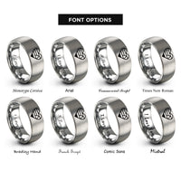 font options for inside engraving on silver lesbian flag rings