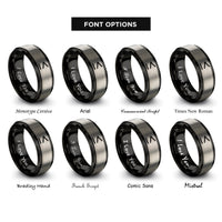 font options for inside engraving on black & grey less equal rings