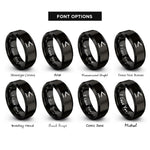 font options for inside engraving on black less equal rings