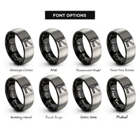 font options for inside engraving on black & silver level crossing gates rings