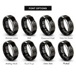 font options for inside engraving on black & silver level crossing gates rings