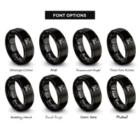 font options for inside engraving on black level crossing gates rings