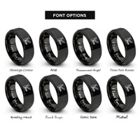 font options for inside engraving on black level crossing gates rings