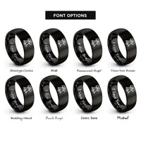 font options for inside engraving on black liberty bell rings