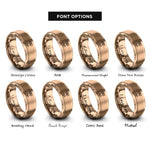 font options for inside engraving on rose gold liberty bell rings