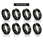 font options for inside engraving on black & grey liberty globe rings