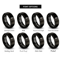 font options for inside engraving on black liberty globe rings