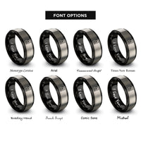 font options for inside engraving on black & grey liberty stamp rings