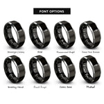 font options for inside engraving on black & silver liberty torch rings