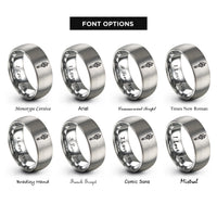 font options for inside engraving on gray liberty torch rings