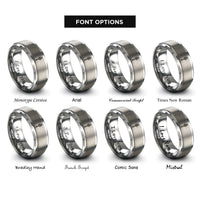 font options for inside engraving on gray liberty torch rings