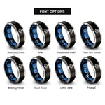 font options for inside engraving on black & blue & gray libra rings