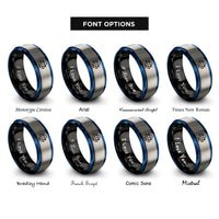 font options for inside engraving on black & blue & grey libra rings