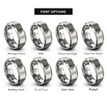 font options for inside engraving on grey lidar wave rings rings
