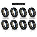 font options for inside engraving on gunmetal & blue lidar wave rings rings